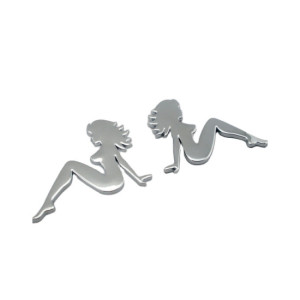 Abtibild doua fete auto argintiu relief set 