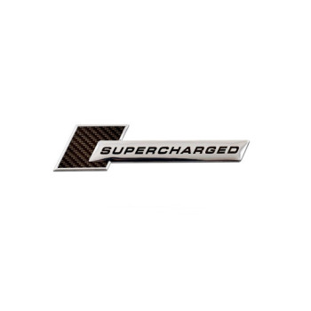 Emblema auto supercharged negru relief 10x1cm Emblema auto supercharged negru relief 10x1cm