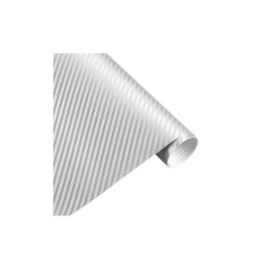 Folie carbon 3D argintie cu tehnologie de eliminare a bulelor de aer 1m x 1.5m