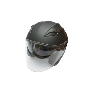 Casca moto tip jet neagra, model urban cu viziera transparenta si ochelari de soare, marimea L