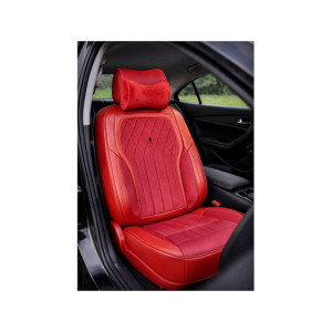 Huse scaune auto universale 9D premium imitatie piele si alcantara rosu 