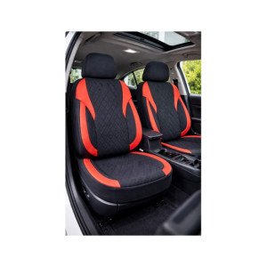 Huse scaune auto universale fractionate Premium fata si spate compatibile dimensiuni standard negru rosu 