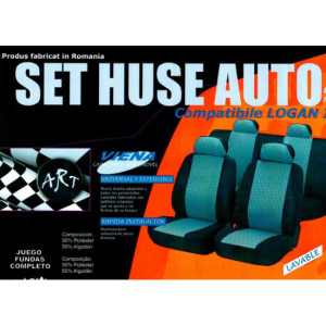 Huse auto compatibile Logan III CONFORT 2020-> hexagon cu gaurele negru-cusatura rosie