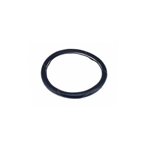 Husa volan din imitatie de piele marime M culoare negru cusatura gri deschis 