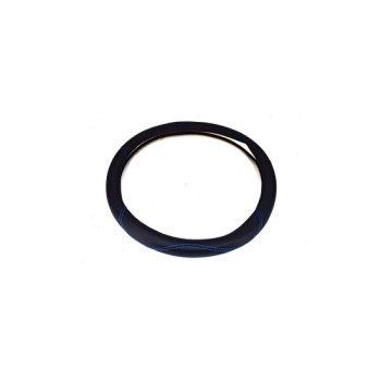 Husa volan din imitatie de piele marime M culoare negru cusatura albastra Husa volan din imitatie de piele marime M culoare negru cusatura albastra