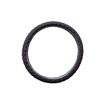 Husa volan imitatie piele marime M negru cu cusatura rosie Husa volan imitatie piele marime M negru cu cusatura rosie