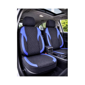 Huse scaune auto universale fractionate Premium fata si spate compatibile dimensiuni standard negru albastru 