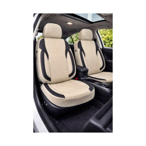 Huse scaune auto universale fractionate Premium fata si spate compatibile dimensiuni standard bej negru 