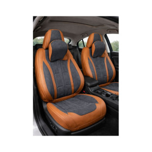 Huse scaune auto universale fractionate Premium 9D fata si spate maro gri antracit 