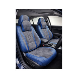 Huse scaune auto universale fractionate 9D Premium fata si spate albastru gri antracit 