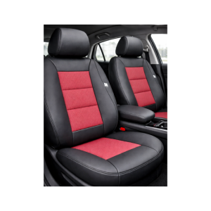 Huse scaune auto universale premium cu bancheta spate fractionata negru rosu 