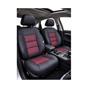 Huse scaune auto universale premium fata si spate cu bancheta spate fractionata negru rosu 