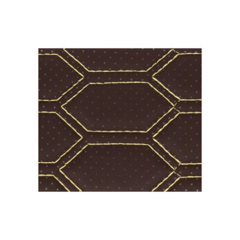Material imitatie piele tapiterie hexagon cu gaurele maro/cusatura bej