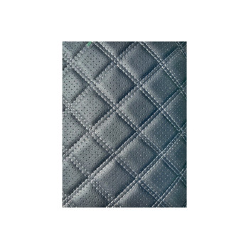 Material imitatie piele tapiterie romb cu gaurele negru/cusatura gri Material imitatie piele tapiterie romb cu gaurele negru/cusatura gri
