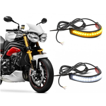 Set banda DRL 12.5cm 12V cu functie de semnalizare dinamica. Set banda DRL 12.5cm 12V cu functie de semnalizare dinamica.