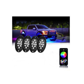 Kit lumini submasina RGB rock light 4 module 12V cu bluetooth Kit lumini submasina RGB rock light 4 module 12V cu bluetooth