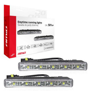 Set 2 proiectoare DRL 12/24V, 5 LED-uri, DRL501HP Amio