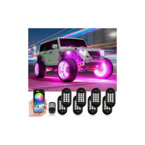 Kit lumini submasina RGB rock light 8 module 12V cu bluetooth