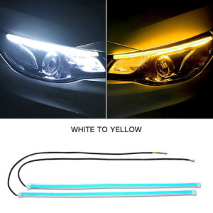 Set banda DRL LED 30 cm cu functie de semnalizare flow lumina alba + semnalizare galbena 12V
