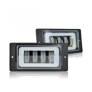 Set proiectoareLED auto 15W cu angel eyes DRL alb sau galben 12V 24V
