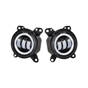 Set proiectoare LED auto 30W 6500LM cu angel eyes alb rece galben 12V 4 inch