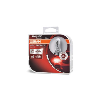 Set 2 becuri auto Osram H4 Night Breaker Silver +100%, 60/55W, 12V  