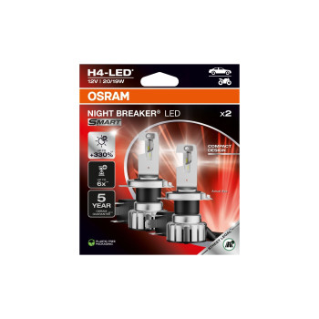 Bec Led Osram H4 Night Breaker  Smart Omologat RAR , + 330%12V, 20/19W 