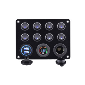 Panou cu priz?, voltmetru, 8 ?ntrerup?toare ?i port USB 12V 20A  