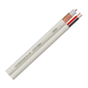 Cablu coaxial RG59 + alimentare 2x0.75, 100m, alb Cablu coaxial RG59 + alimentare 2x0.75, 100m, alb