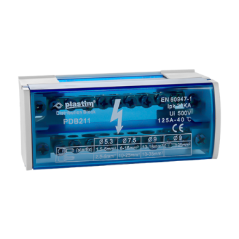Bloc de distributie electrica, 2x11 poli, 125A - Plastim Bloc de distributie electrica, 2x11 poli, 125A - Plastim
