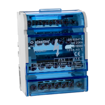 Bloc de distributie electrica, 4x7 poli, 125A - Plastim Bloc de distributie electrica, 4x7 poli, 125A - Plastim