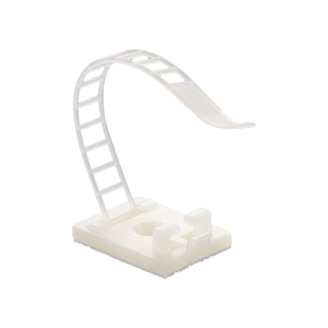 Suport plastic ajustabil pentru prindere cabluri, ALB, 25x18 mm, autoadeziv, 100 buc