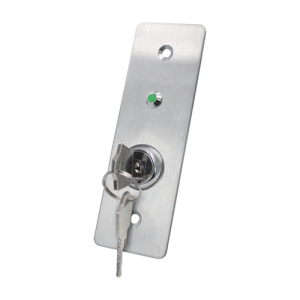 Buton de iesire cu cheie, montaj ingropat, inox, LED, NO-NC-COM, 115 x 40 mm