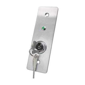 Buton de iesire cu cheie, montaj ingropat, inox, LED, NO-NC-COM, 115 x 40 mm
