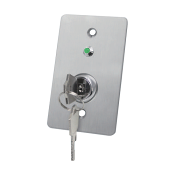 Buton de iesire cu cheie, montaj ingropat, inox, LED, NO-NC-COM, 86 x 50 mm