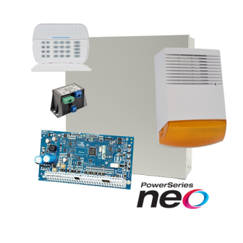 Kit alarma la efractie DSC NEO cu sirena exterioara Kit alarma la efractie DSC NEO cu sirena exterioara