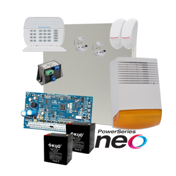 Kit alarma la efractie DSC NEO cu sirena exterioara Kit alarma la efractie DSC NEO cu sirena exterioara