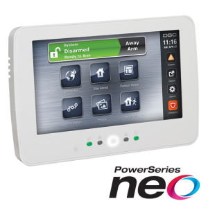 Tastatura touch screen color 7``, 128 zone, cititor proximitate, alb, EN/RO, SERIA NEO - DSC