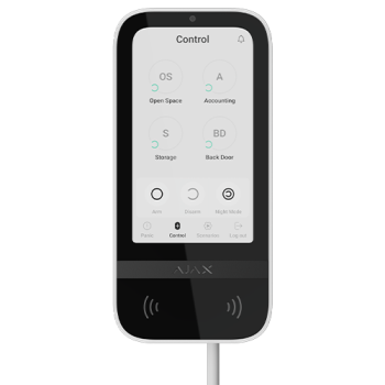 Tastatura KeyPad TouchScreen, Fibra alb - AJAX Fibra ASP white