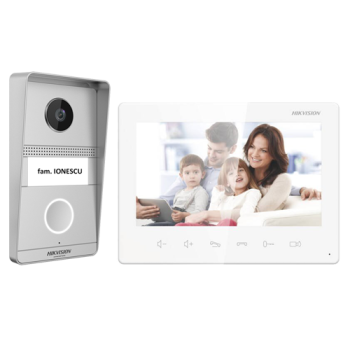 Kit videointerfon analogic 7inch, camera 2MP, conectare 2 fire - HIKVISION