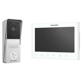 Kit videointerfon analogic 7inch, camera, conectare 2 fire - HIKVISION Kit videointerfon analogic 7inch, camera, conectare 2 fire - HIKVISION