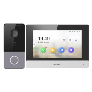 KIT videointerfon TCP/IP pentru 1 familie, monitor TFT LCD 7 inch - HIKVISION