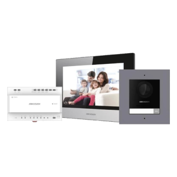 KIT  videointerfon 2 fire pentru 1 familie, monitor 7 inch, Alarma - HIKVISION