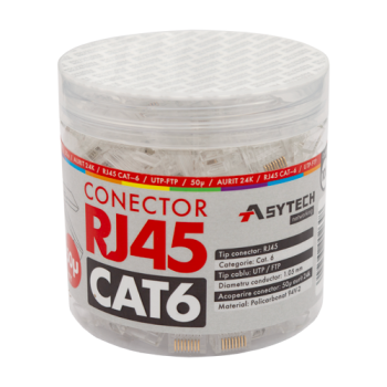 Mufa RJ-45 UTP Cat.6, 50? (100 buc) Mufa RJ-45 UTP Cat.6, 50? (100 buc)