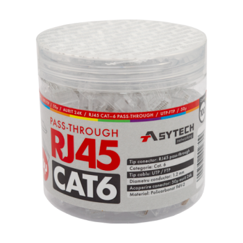 Mufa RJ-45 UTP Cat.6 EZ Passthrough, 50? (100 buc) Mufa RJ-45 UTP Cat.6 EZ Passthrough, 50? (100 buc)