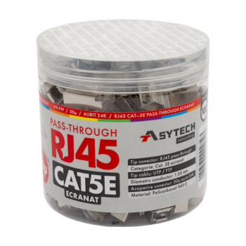 Mufa RJ-45 FTP Cat.5e EZ Passthrough, ecranata, 50? (100 buc) Mufa RJ-45 FTP Cat.5e EZ Passthrough, ecranata, 50? (100 buc)