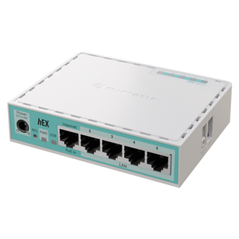Router hEX, 5 porturi Gigabit, USB, PoE IN - MikroTik