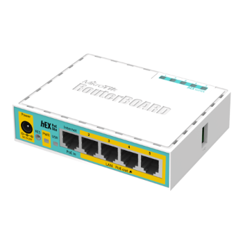 Router hEX PoE Lite, 5 x Fast Ethernet 4 x PoE, RouterOS L4 - Mikrotik