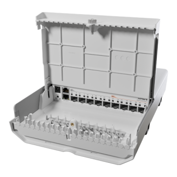 Switch netFiber 9, 4 x SFP+ 10G, 5 x SFP 1G, 1 x Gigabit (PoE-In), outdoor - MikroTik Switch netFiber 9, 4 x SFP+ 10G, 5 x SFP 1G, 1 x Gigabit (PoE-In), outdoor - MikroTik
