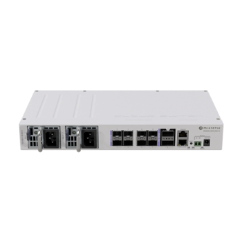 Switch 2 x QSF28 100G, 8 x SFP28 25G, 2 x RJ45 100 Mbps, 802.3bt PoE In, 1U - MikroTik Switch 2 x QSF28 100G, 8 x SFP28 25G, 2 x RJ45 100 Mbps, 802.3bt PoE In, 1U - MikroTik